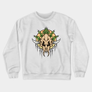 Skull Head with Colored Balinese Carving Style Crewneck Sweatshirt